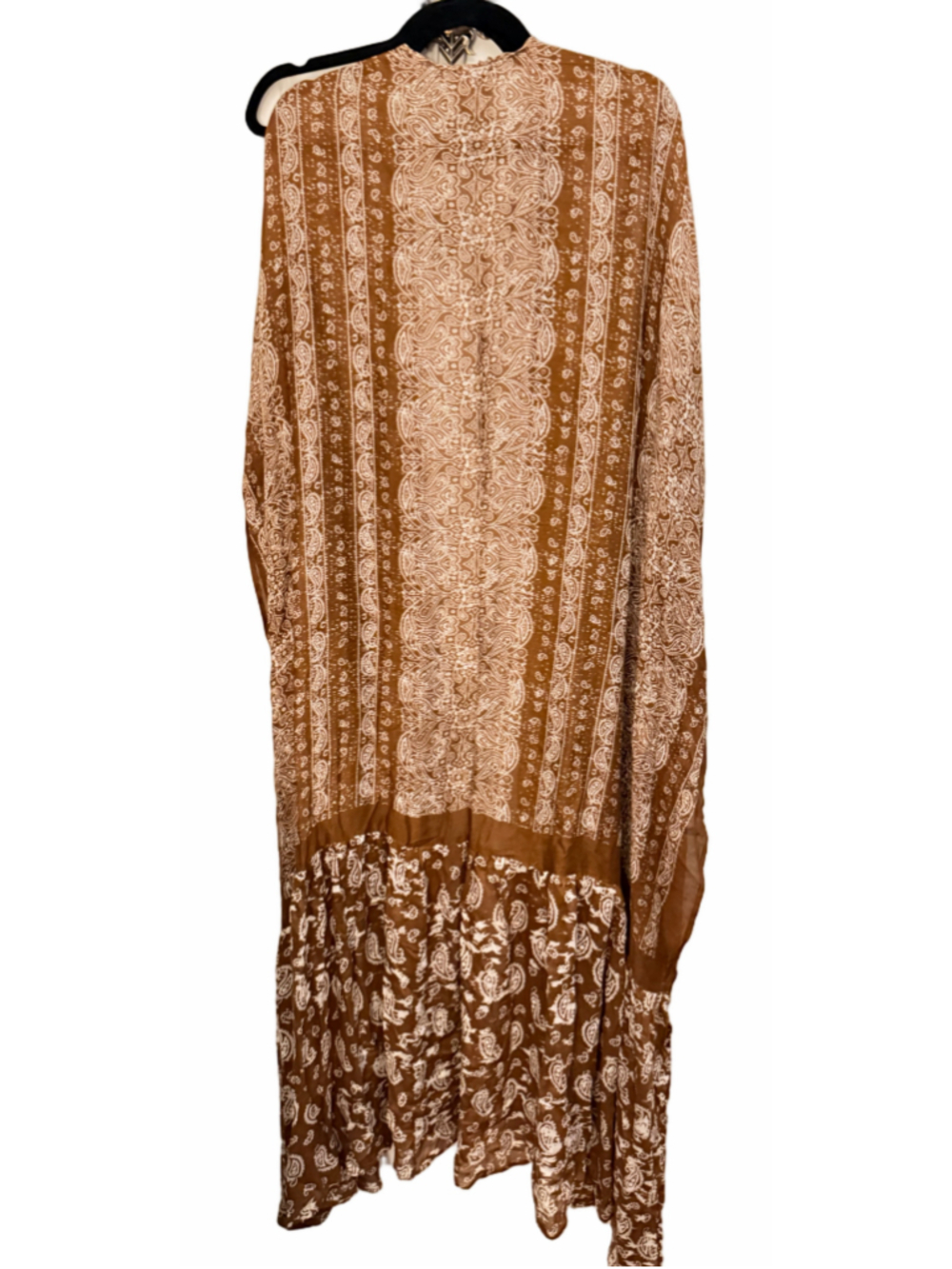 Women's Paisley Perfection Free Flow Kimono One Size Brown White Boho - Picture 4 of 6